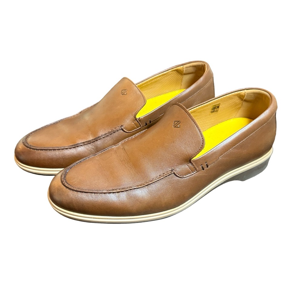 Amberjack Mens Loafers Brown Leather Slip On Dress Shoes 14 M Made in Portugal